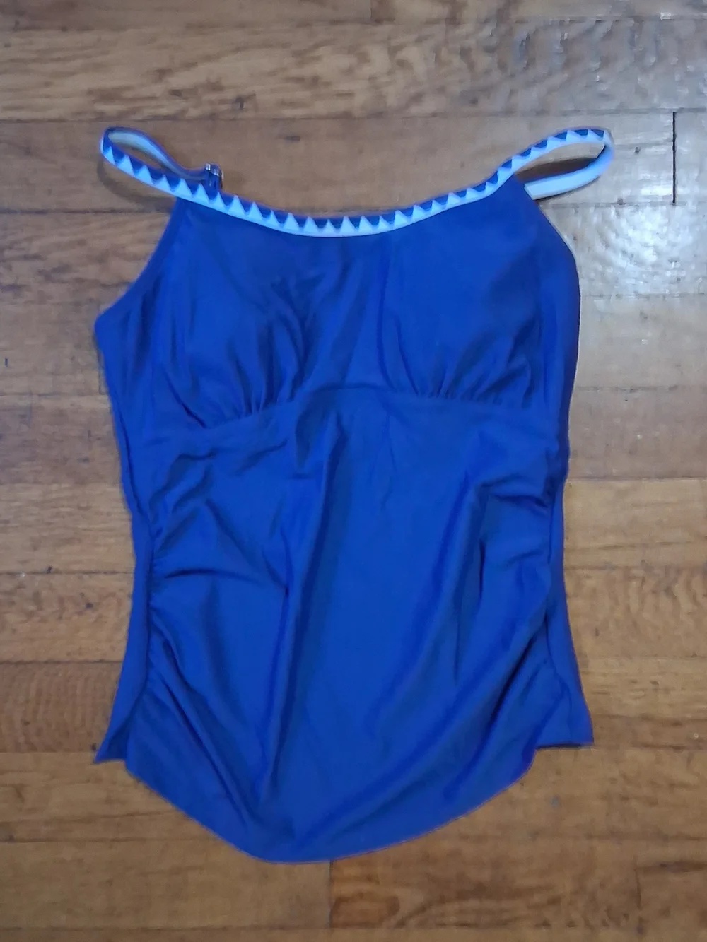 Royal Blue Two-Piece Tankini Swim Set with Chevron Trim